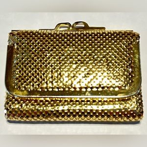 Vintage Y2K Victory Gold Mesh Wallet Bi-Fold Snap Closure Evening Party Holiday